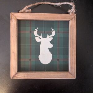 Wood Framed Plaid Deer Wall Art